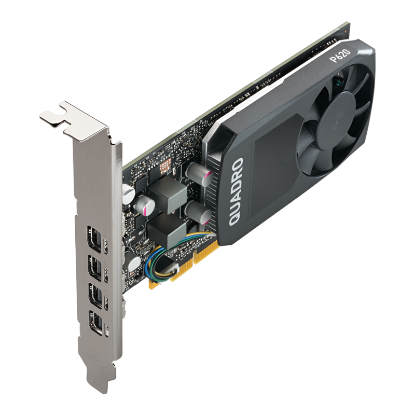 Picture of NVIDIA Quadro P620, 2GB, 4 mDP to DP adapter 